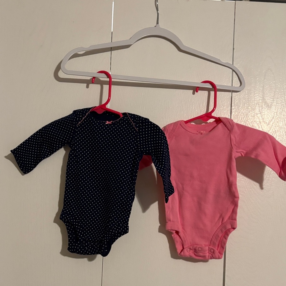 Navy Polka Dot and Pink Kids Bodysuit Set